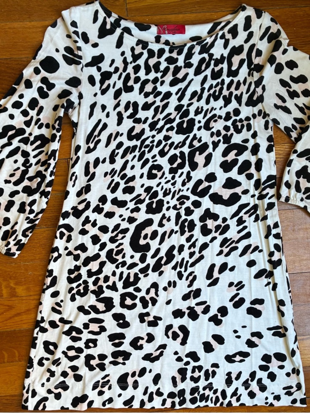 Leopard Print Dress Small Black White Balloon Sleeve Great Condition